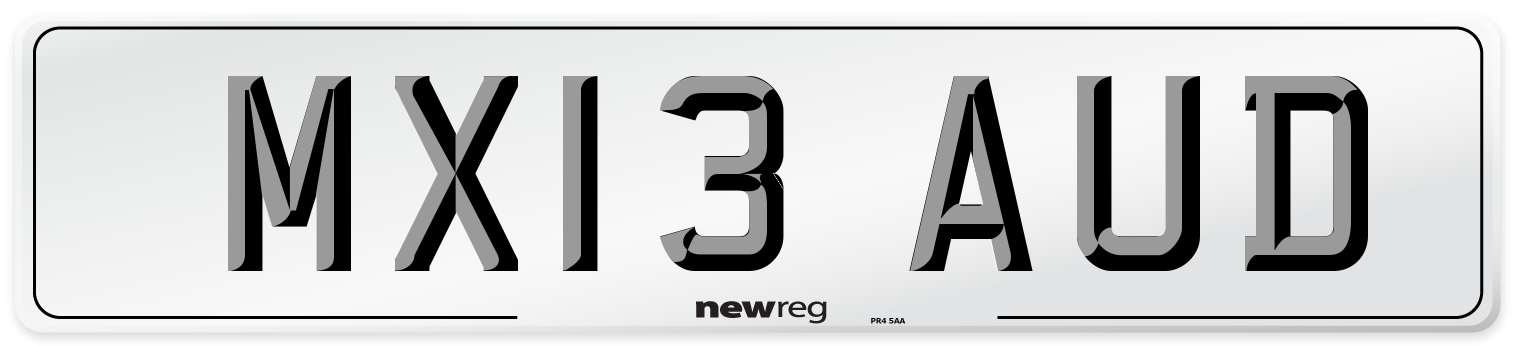 MX13 AUD Number Plate from New Reg